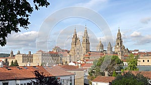 View of santiago de Compostela Cathedral from Alameda Park in Santiago de Compostela, Spain