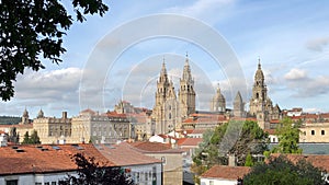 View of santiago de Compostela Cathedral from Alameda Park in Santiago de Compostela, Spain photo