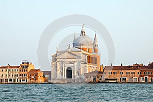 The view of Santissimo Redentore church  on Giudecca island in Venice