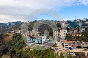 View of Sapa city from the hotel in the cloudy evening, Sapa, Lao Cai, Vietnam