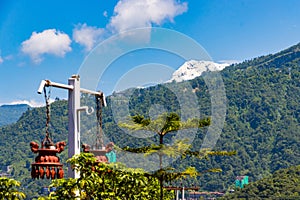 View of Sarangkot Mountain from Phewa Pake in pokhara city lake side of Nepal