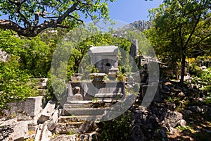 View of the sarcophagi of the Northeastern Necropolis in the city of Termessos