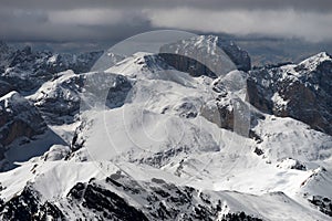 View from Sass Pordoi in the Upper Part of Val di Fassa