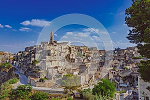 View of the sassi of Matera, Italy