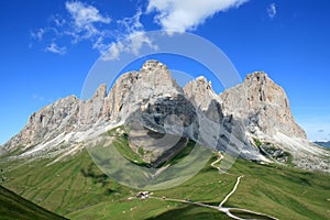 View of the Sassolungo Massif, Italian Dolomites