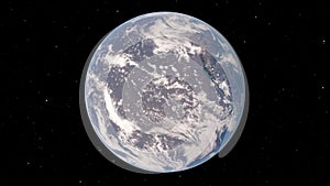 View from satellite flying over Planet Earth from space 3D illustration orbital view, our planet from the orbit