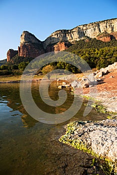 View of Sau reservoir in autumn. Catalonia