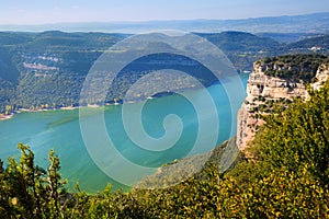 View of Sau reservoir from high point. Catalonia