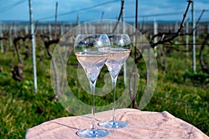 View on Sauternes village and vineyards, making of sweet dessert Sauternes wines from Semillon grapes affected by Botrytis cinerea