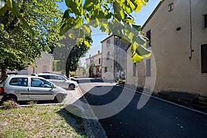 View on Sauternes village and vineyards, making of sweet dessert Sauternes wines from Semillon grapes affected by Botrytis cinerea