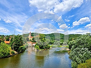 View of Sazava monastery and Sazava river