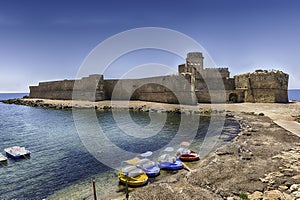 View of the scenic Aragonese Castle, Isola di Capo Rizzuto, Italy