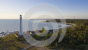 View of the scenic Baltic sea with the Tahkuna Lighthouse on the shoreline