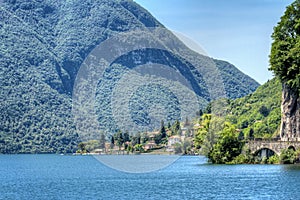 View at scenic lake Lugano