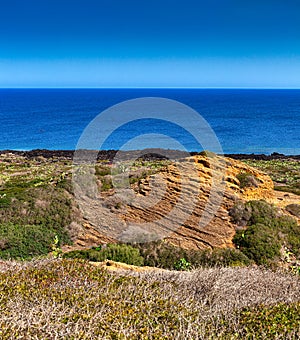 View of the scenic Linosa cliff,  Pelagie island