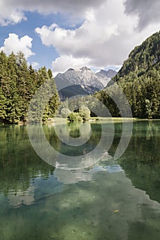 View on scenic mountain lake plansarsko, slovenia