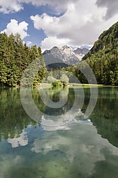 View on scenic mountain lake plansarsko, slovenia