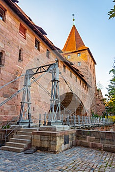 View of Schlayerturm in German town Nurnberg