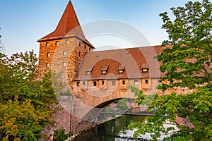 View of Schlayerturm in German town Nurnberg