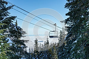 View of Screaming eagle chairlift at the Grouse mountain