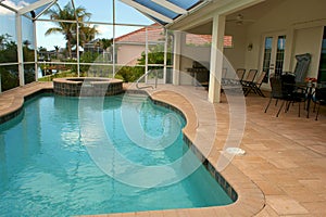 View of screened in swimming pool