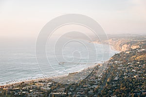 View of Scripps Pier and the Pacific Coast from Mount Soledad in La Jolla, San Diego, California photo