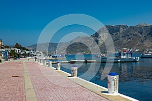 View on sea bay and old village on Talendos island, Grecee photo