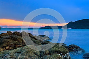 View of sea beach with cloud sky as a background.