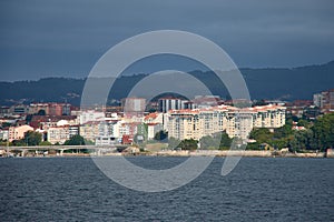 View from the sea of the Bouzas neighborhood in the city of Vigo, Galicia, Spain photo