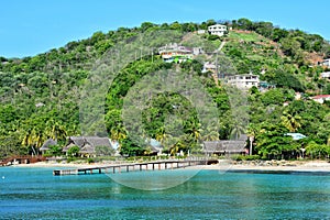 View from the sea on Canouan island. Saint Vincent and the Grenadines.