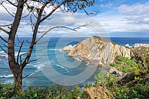 Sea coast close to Playa del Silencio beach in Asturias, Spain photo