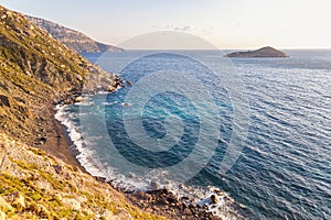 A view of the sea coast, from Myrties village in Kalymnos island, Greece