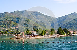 View from sea on coast, Tivat bay, Montenegro