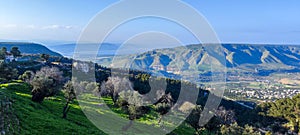 The sea of Galilee and the Golan heights on the border between Israel, Siria and Jordan photo