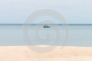 View of sea landscape fisherman fishing on the boat