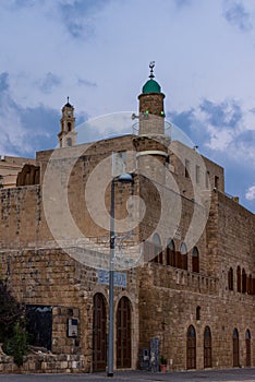 View of the Sea Mosque in Jaffa with the St. Peter's church