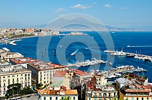 View of the sea near Naples with Vesuvius