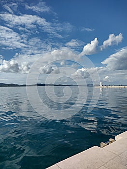 View on sea during from the paved molo in the city of Zadar, Croatia (EU)