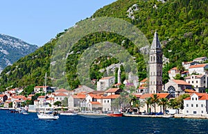 View from the sea on Perast, Kotor Bay, Montenegro