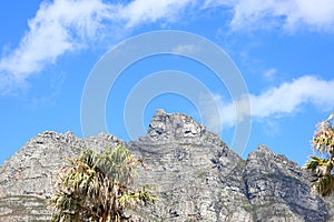 The view from Sea Point towards the top cable car station on Table Mountain