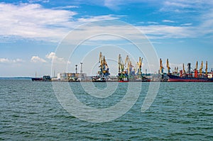 view of the sea port in the Sea of Azov