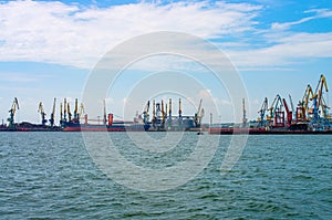 view of the sea port in the Sea of Azov