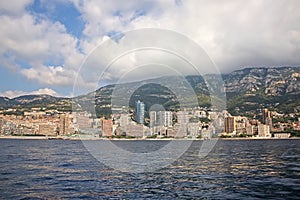 View from the sea of the Principality of Monaco.