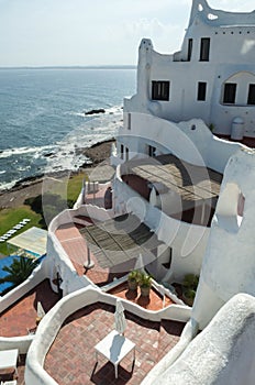 View of the sea from Punta Ballena, Punta del Este Uruguay, Casapueblo. This is a hotel and a gallery art where use to work the