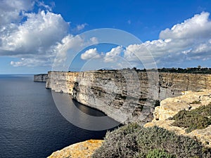 The view of the sea from Ta`Cenc rocks on the Gozo Island