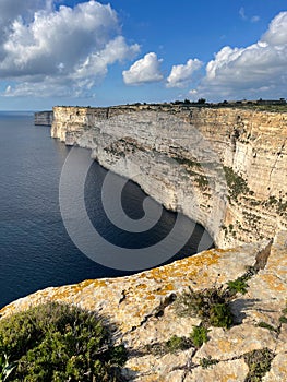 The view of the sea from Ta`Cenc rocks on the Gozo Island
