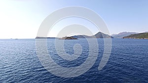 View from the sea to the island of Mamula in Montenegro