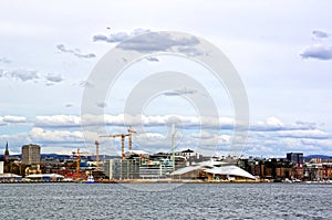 View from the sea to Oslo and the Oslo Fjord. Norway