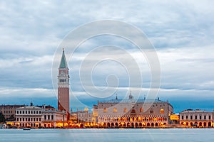 View from the sea to Venice at evening, Italia