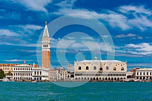 View from the sea to Venice in summer day, Italia